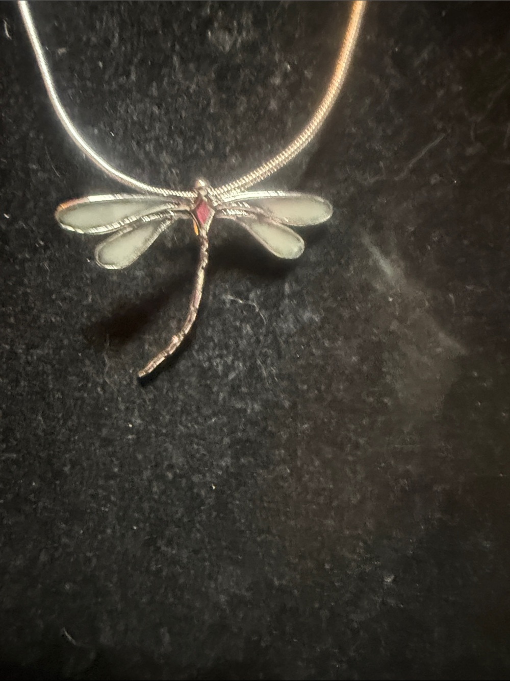 Dragonfly Pendant Necklace on 925 plated snake chain